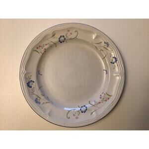 Genuine Stoneware Shades Crest Citation Floral Pattern Blue Trim
